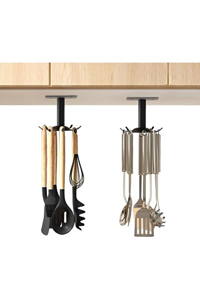 Arabest 360° Rotation Nail Free Adhesive Kitchen Utensil Holder, Hanging Hook...