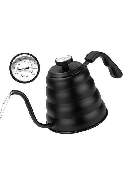 Arabest Tea Kettle with Thermometer, Black Gooseneck Teapot for Pour Over Cof...