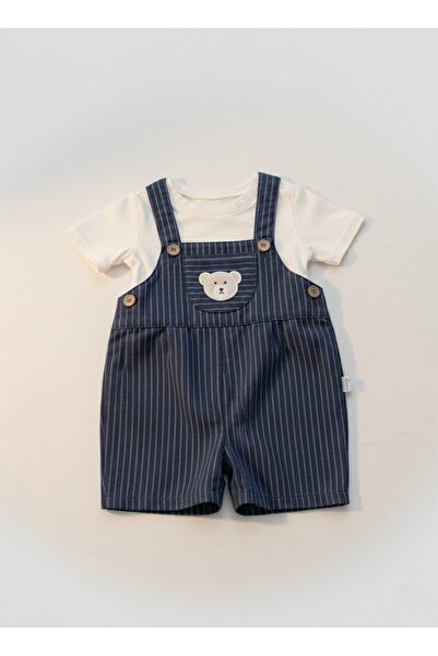 Ayıcık Baskılı Salopet Yazlık Tişörtlü Tulum