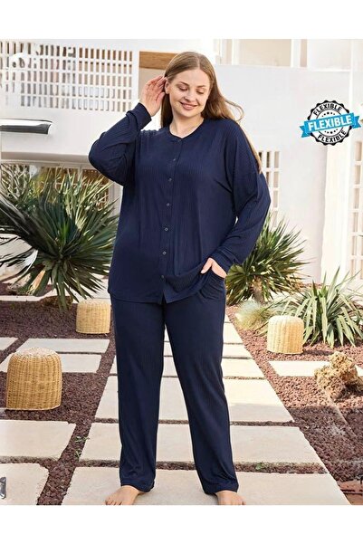 Aydoğan Cititli Cashmere Battal Long Sleeve Pajama Set