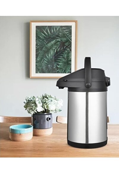 WDA Stainless Steel Airpot Thermal Carafe, 3L, Black and Silver