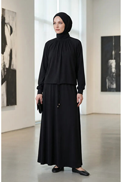 sefamerve Set dublu cu șireturi și detaliu elastic 0244-04 Negru