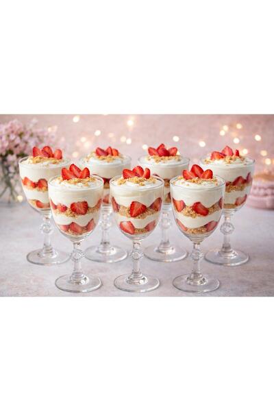 PARİONETTE Yüzüklü Amore 6’lı Magnolia Bardağı – Kristal Ayaklı Tatlı & Pasta...