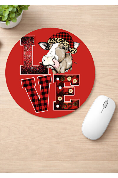 Eylül Design Fun Printed Round Non-Slip Mousepad Ergonomic English Mouse Pad