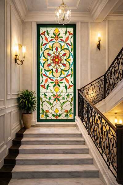 burawall şeffaf vitray desen yapışkanlı cam folyo 90cmx 2 metre