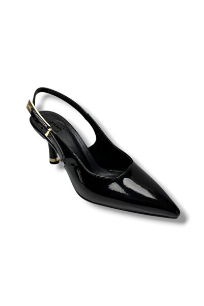 C shoes حذاء جلد البراءة 421-26 من جيلان للنساء بكعب رفيع مفتوح من الخلف