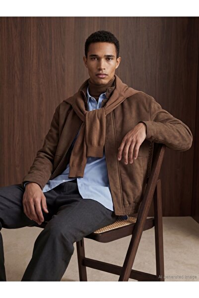 LC Waikiki Standard Fit Stand Collar Men's Suede Coat