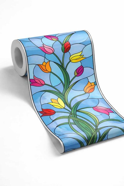 burawall Transparent Stained Glass Pattern Adhesive Glass Film 90Cmx 2 Meters
