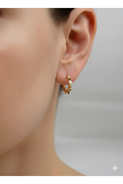 ESRADA 3S Sparkling Zircon Stone Modern Hoop Earrings