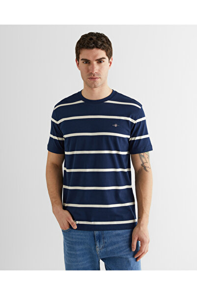 Gant Erkek Lacivert Renk Bloklu Kısa Kollu Logolu T-Shirt