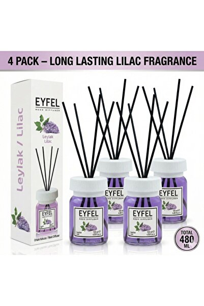 Eyfel Odorizant de cameră cu bețișoare, liliac, 120ml x4