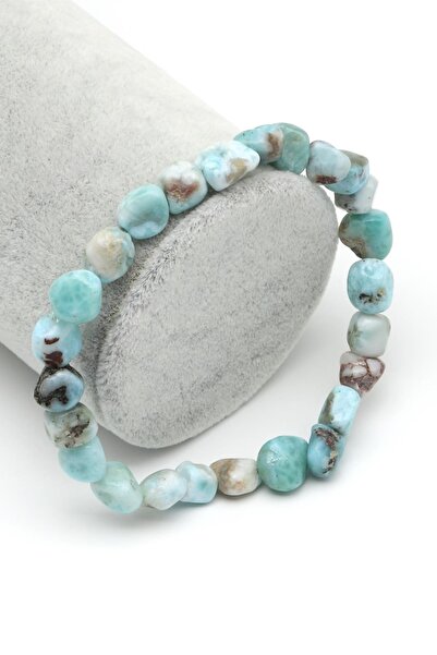 Alibaba Doğaltaş Larimar Doğal Taş Bileklik 6 x 8 mm Özel Kesim