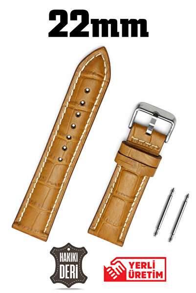 Saatse Light Brown Crocodile Tan Genuine Leather Watch Band Strap
