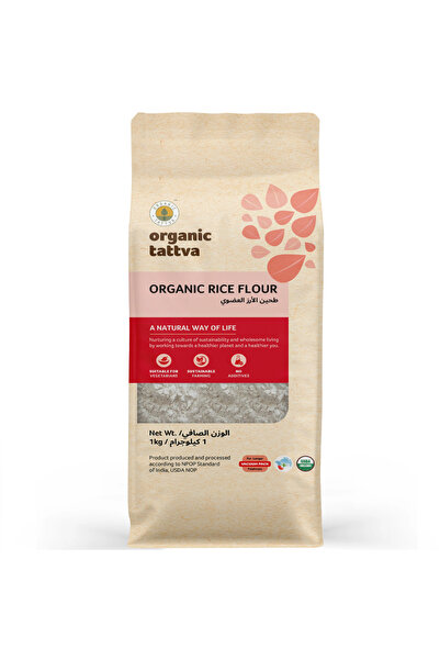 Organic Tattva دقيق أرز أبيض عضوي ناعم الخواص خالٍ من الغلوتين للخبز (1 كجم)