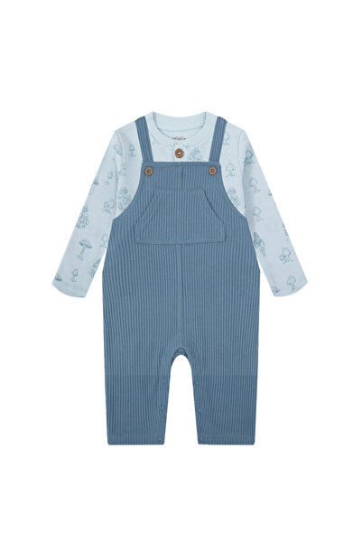 Infancie By Styli Mushroom Print T-Shirt and Ribbed Dungaree Set