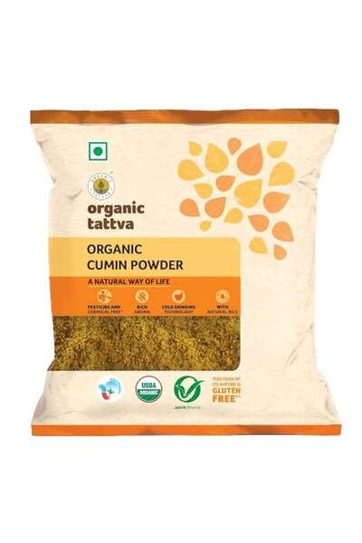Organic Tattva مسحوق الكمون المطحون بنكهة التربة (200 جرام) - بهار الطبخ الأساسي