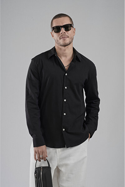 Butik Trend Biz Regular Fit Stretch Cotton Men's Plain Shirt