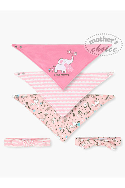 Mother's Choice By Styli Pack of 5 - Floral Print Bib and Headband