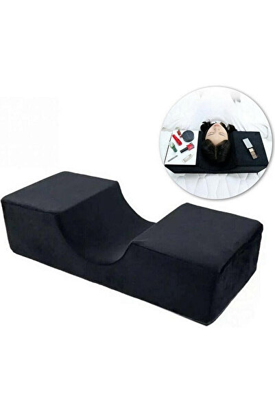 UBX Eyelash/makeup cosmetic pillow, Velvet, memory foam, 50x22x11 cm, black