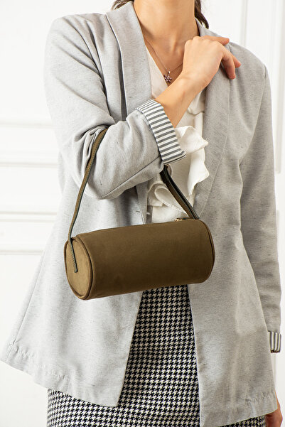 pasyone Хакі циліндрична форма жіноча сумка через плече