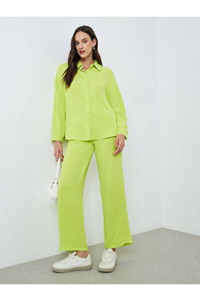 Take Two By Styli Green Long Sleeve Buttoned Shirt and Pants Co-Ords