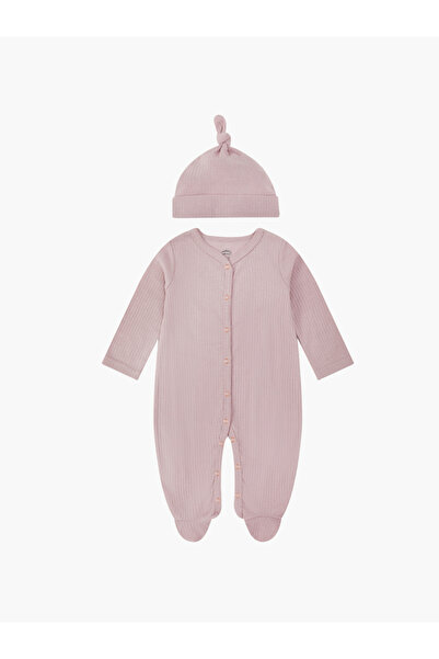 Mother's Choice By Styli Baby Ribbed Footed Onesie and Soft Hat Set