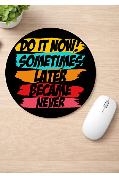 Eylül Design Motivational Printed Round Non-Slip Mousepad Ergonomic Mouse Pad