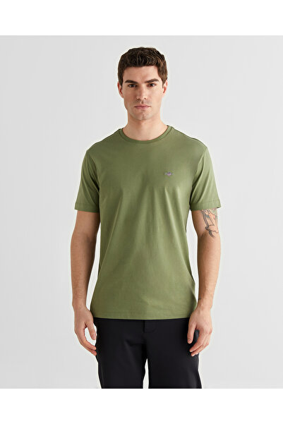Gant Erkek Yeşil Bisiklet Yaka Regular Fit Logolu T-Shirt