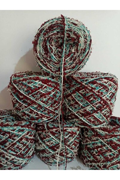 İPEK YÜN İPLİK DÜNYASI Buklet Örgü İpi 2 Kat (Bordo,Turkuaz) Kısa Sakal (Krem...