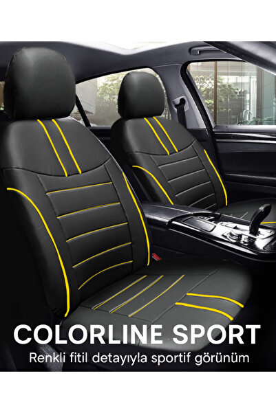 TROBUS غطاء مقعد من الجلد العالمي من سلسلة كولورلاين سبورت باللون الأسود - ال...