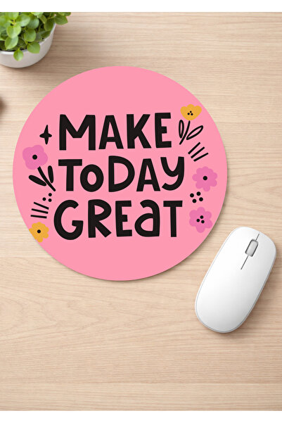 Eylül Design Motivational Printed Round Non-Slip Mousepad Ergonomic Mouse Pad