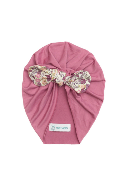 melvelo Turban pentru bebeluși cu fundă, poliester, Melvelo, floare - Coral 0...