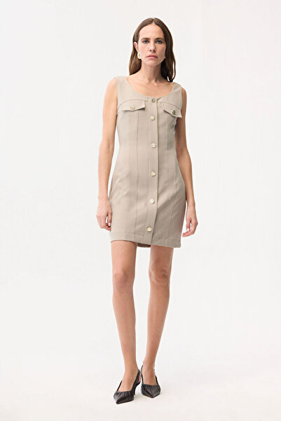 adL U-Yaka Kolsuz Gabardin Elbise