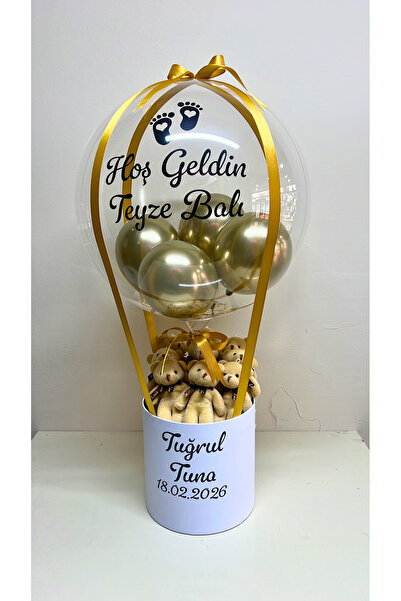 GözdeParti Balon Kutusu - Yenidoğan Bebek Balon Kutusu Kişiye Özel - Yenidoğa...