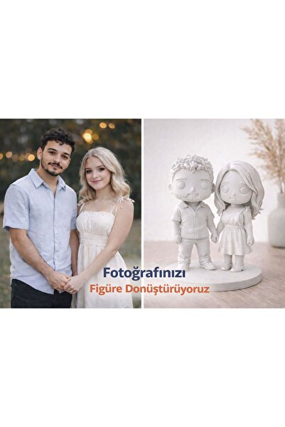 Charmira Store Funko Tarzı Sevgili Çift Figürü | Kendin Boya Hobi Seti (6 Akr...
