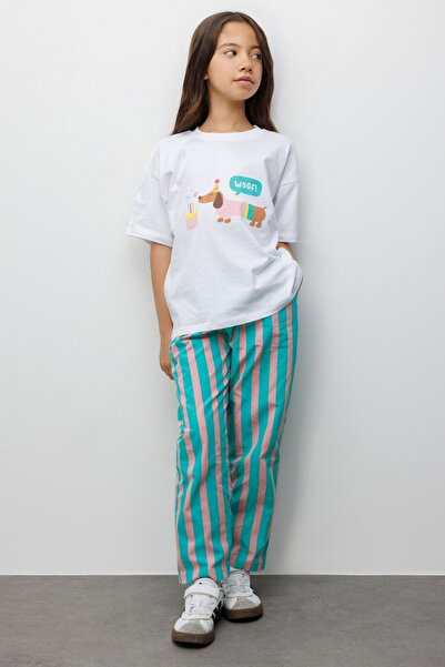 Le Mabelle طقم بنطلون وتي شيرت للأطفال بنمط خطوط مطبوعة من ماركة مينت بارتي -...