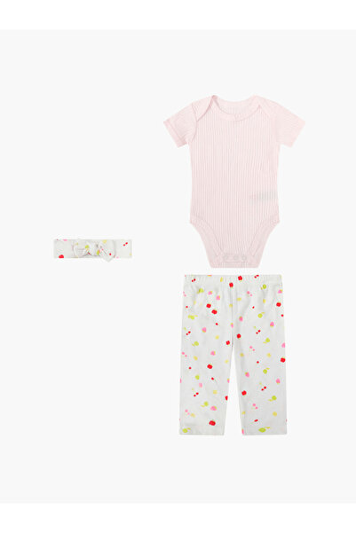 Mother's Choice By Styli 3-Piece Baby Outfit Ribbed Bodysuit, Pants and Headb...