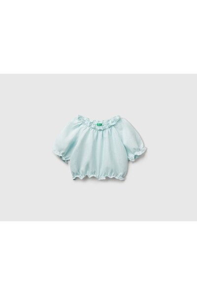 Benetton Girl's Mint Bnt-G Linen Blouse
