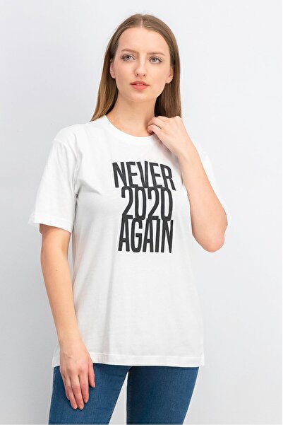 Undiz Women Crew Neck Short Sleeve Graphic Shirt, White