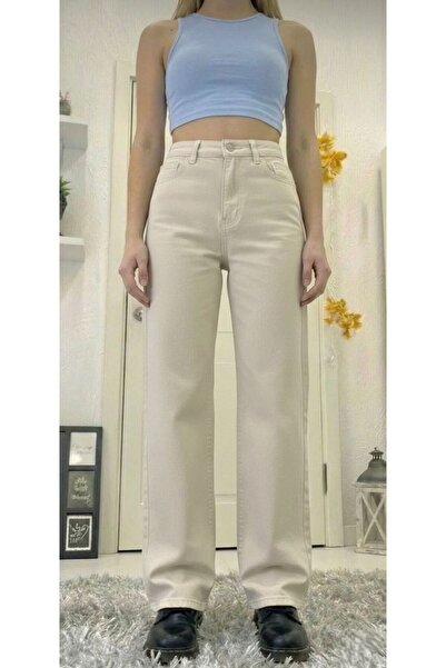 MRİABE Beige Pallazo Jeans 100% Cotton