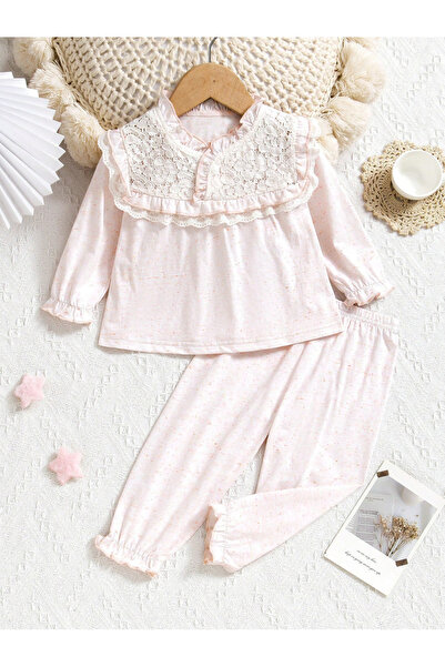 Take Two By Styli Girls Light Pink Cotton Top and Pyjama Set