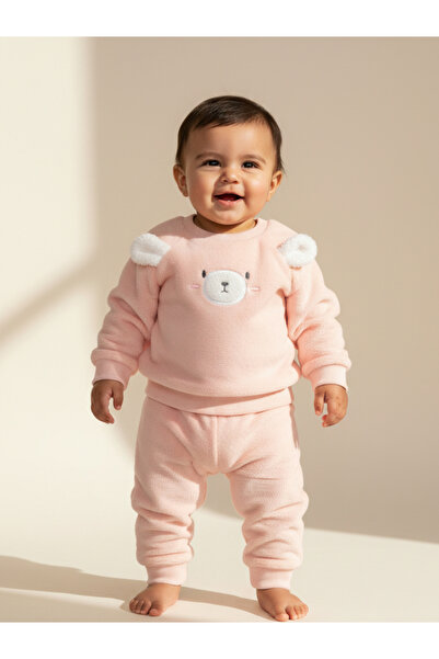 Mother's Choice By Styli Baby Blush Bear Face Sweater and Jogger Set