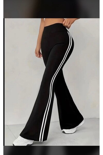 Negiysemmoda White Striped Spanish Wide Leg Regular Waistband Summer Leggings