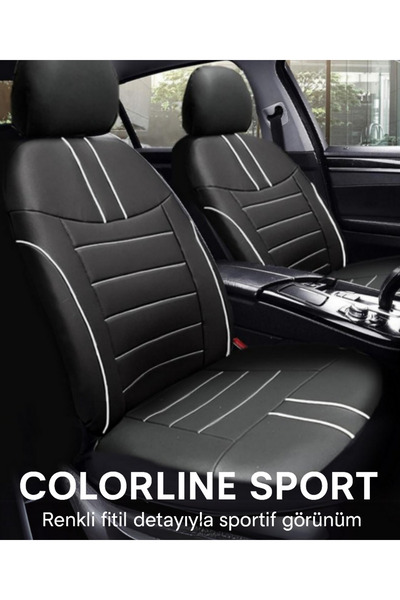 TROBUS Colorline Sport Series Universal Leather Black - White Seat Cover