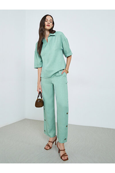 Take Two By Styli Mint Green Linen Short Sleeve Top and Trousers Co-Ords