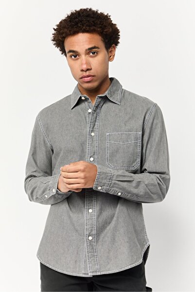 CELIO Men Regular Fit Solid Long Sleeve Casual Shirt, Grey