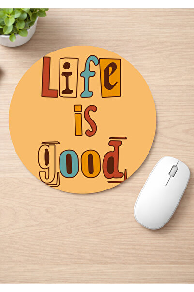 Eylül Design Motivational Printed Round Non-Slip Mousepad Ergonomic Mouse Pad