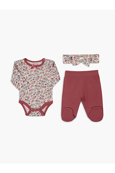 Luna & Lily By Styli طقم مكون من 3 قطع: بدلة جسم مزينة بالزهور، وبنطال، وعصاب...