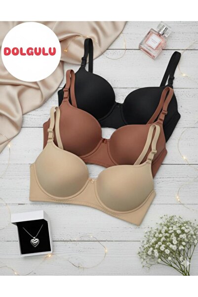 irem içgiyim Women's Padded 3-Piece Bra with Underwire for Comfortable Daily Use