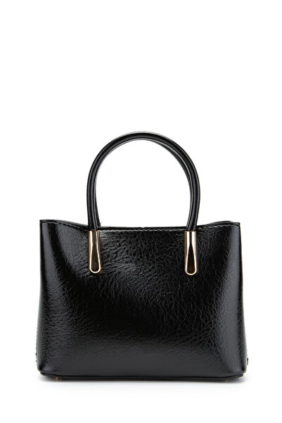 Melos Butik Women's Black 3-Compartment Leather Hand and Shoulder Bag with Go...